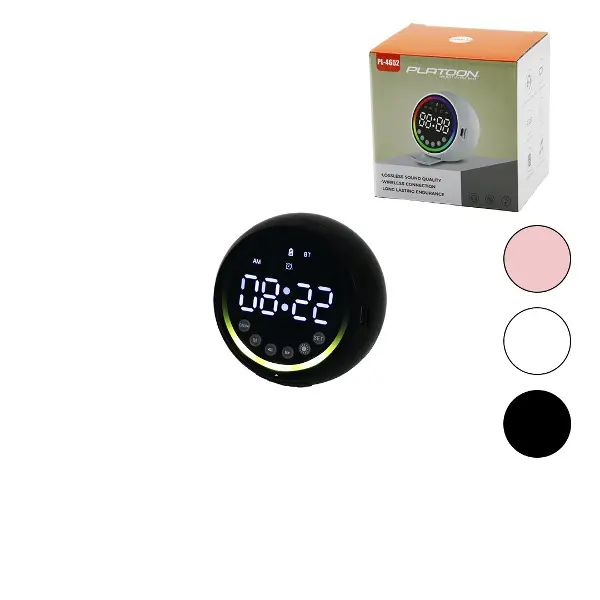 DİJİTAL SAAT - BLUETOOTH WİRELESS MİNİ HOPARLÖR SPEAKER USB ŞARJLI - IŞIKLI 5W PL-4652 (4745)