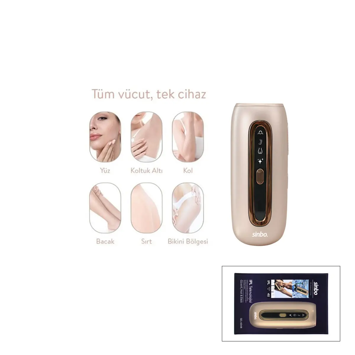 IPL 3İN1 BUZ LAZER EPİLATÖR - EPİLASYON CİHAZI 9 KADEME - LCD EKRAN TÜM VÜCUT UYGUN SEL-6048 (4745)