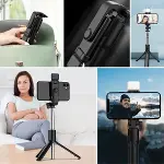Kendiliğinden LED Işıklı Kumandalı Uzayabilen Selfie Çubuğu,Masa Üstü Tripod (4745)-2