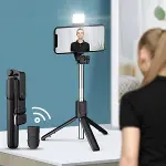 Kendiliğinden LED Işıklı Kumandalı Uzayabilen Selfie Çubuğu,Masa Üstü Tripod (4745)-3