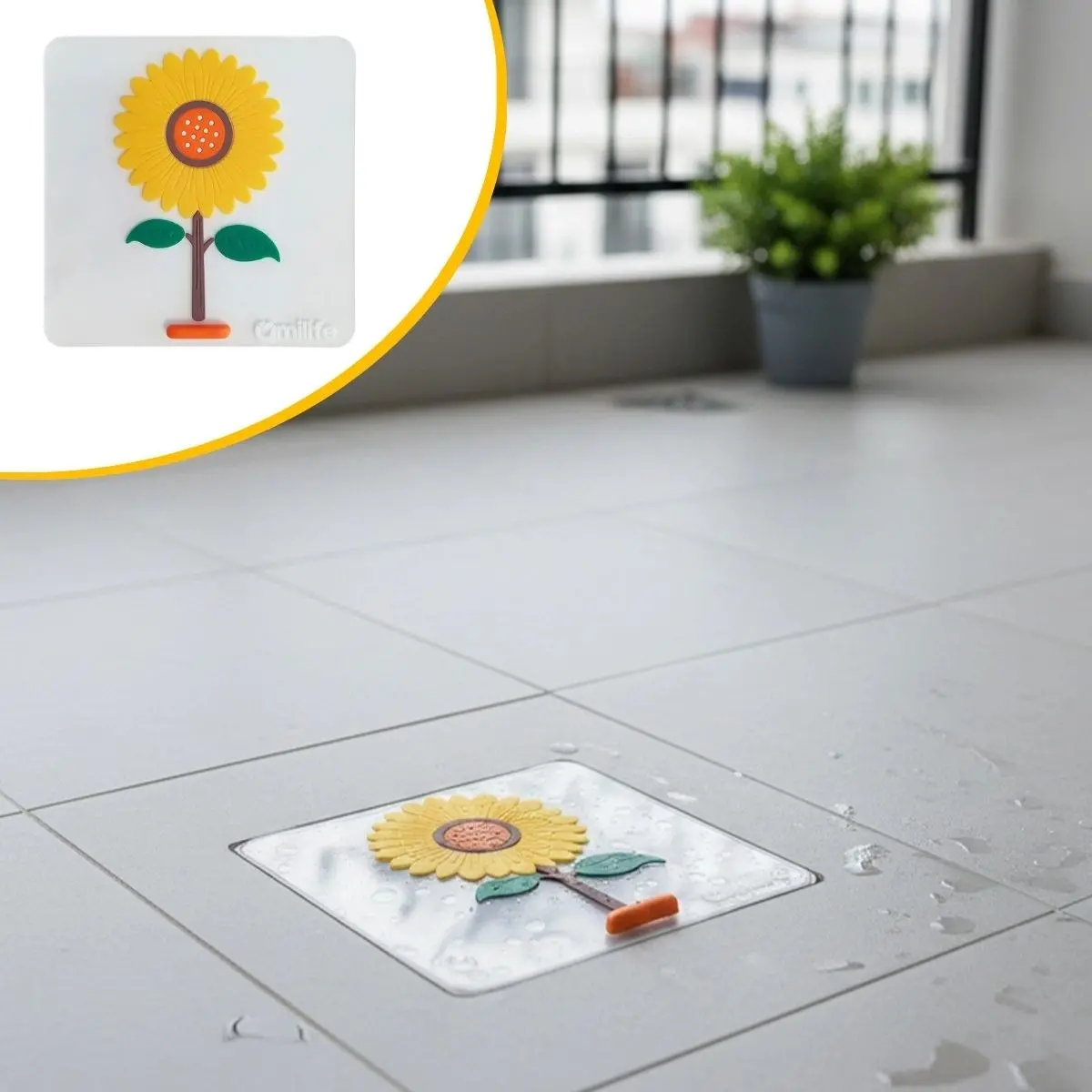 Ayçiçeği Tasarımlı Gider Koku Önleyici – Silikon Lavabo Gider Matı (4745)