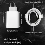25W Hızlı Şarj Adaptörü USB-C to Type-C Kablolu – PD Destekli, Süper Hızlı Şarj Cihazı (4745)-5