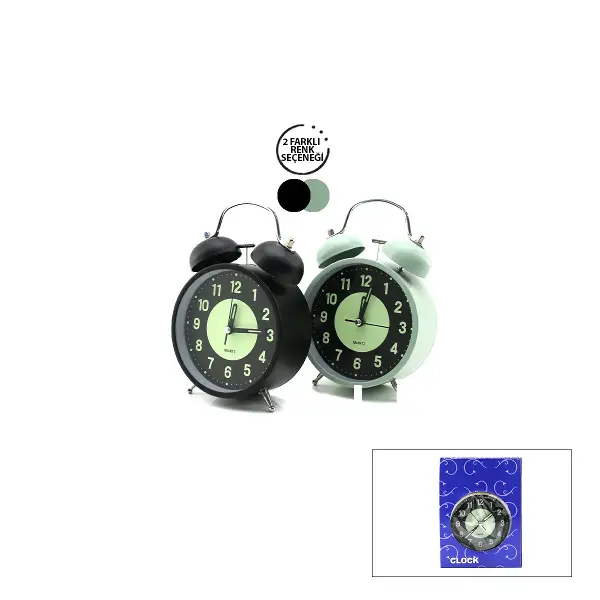 ALARM CLOCK NO-847 YUVARLAK MASA ÇALAR SAAT METAL KASA RENKLİ PİLLİ - IŞIKLI - FOSFORLU ÇAP: 11CM BGC-37 HERHANGİ BİR RENK GÖNDERİLİR (4745)