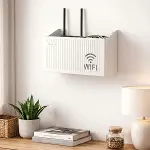 Duvar Tipi Wi-Fi Modem Saklama Kutusu(Beyaz) – Kablo Düzenleyici Router Raf Organizer (4745)-4