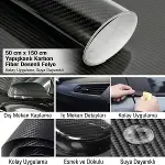 Yapışkanlı Karbon Fiber Folyo 30 Cm x 150 Cm – Araç,Konsol,Torpido,Ayna,Kapı ve Dış Yüzey Kaplama Filmi (4745)-5