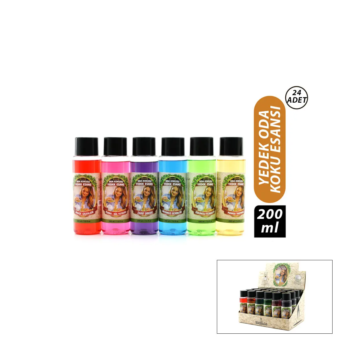 24 ADET 200ML MİX ODA KOKUSU YEDEK ESANS (4745)