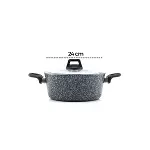 GRİ 7 PARÇA GRANİT TENCERE - TAVA SETİ 20-24CM DERİN - 27CM BASIK CAM KAPAK TENCERE - 26CM TAVA (4745)-3