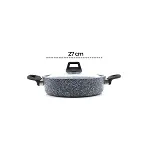 GRİ 7 PARÇA GRANİT TENCERE - TAVA SETİ 20-24CM DERİN - 27CM BASIK CAM KAPAK TENCERE - 26CM TAVA (4745)-4