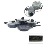 GRİ 7 PARÇA GRANİT TENCERE - TAVA SETİ 20-24CM DERİN - 27CM BASIK CAM KAPAK TENCERE - 26CM TAVA (4745)-1