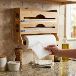 2IN1 = 2 STREÇLİK - 1 KAĞIT HAVLULUK AHŞAP BAMBU STREÇLİK - FOLYOLUK - HAVLULUK KESİCİ BIÇAK KANALLI (4745)-2