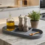 Çok Amaçlı 3 Bölmeli Gri Silikon Altlık – Yağdanlık ve Sunum Organizeri (4745)-1