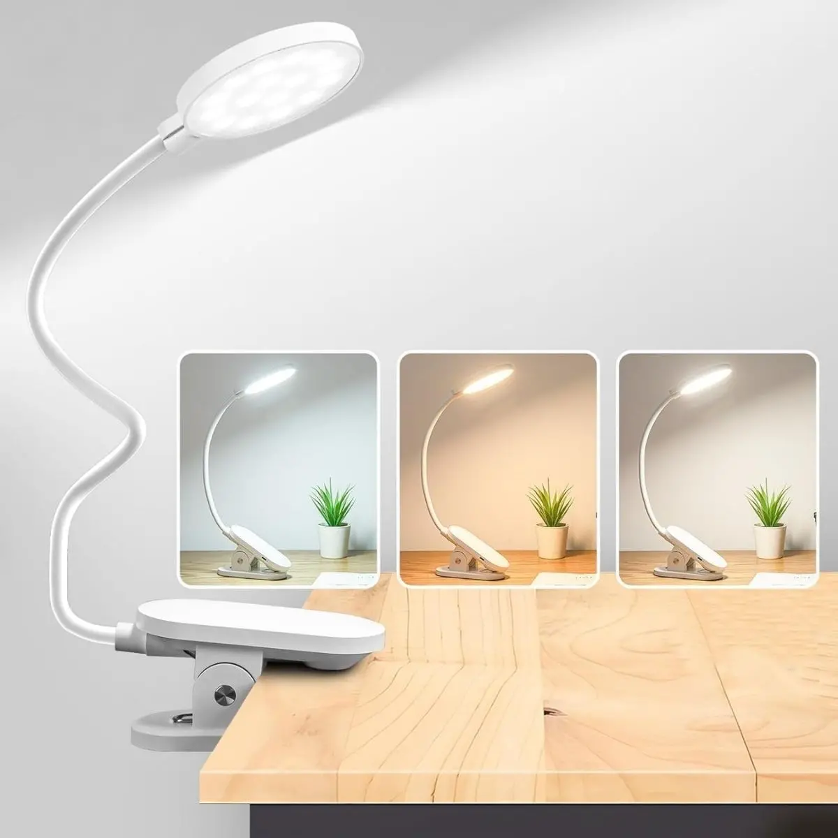360° Esnek Kitap Okuma Lambası – Mandallı, USB Şarjlı, 3 Renk 3 Parlaklık, Dokunmatik Kontrollü Göz Korumalı LED Lamba (4745)