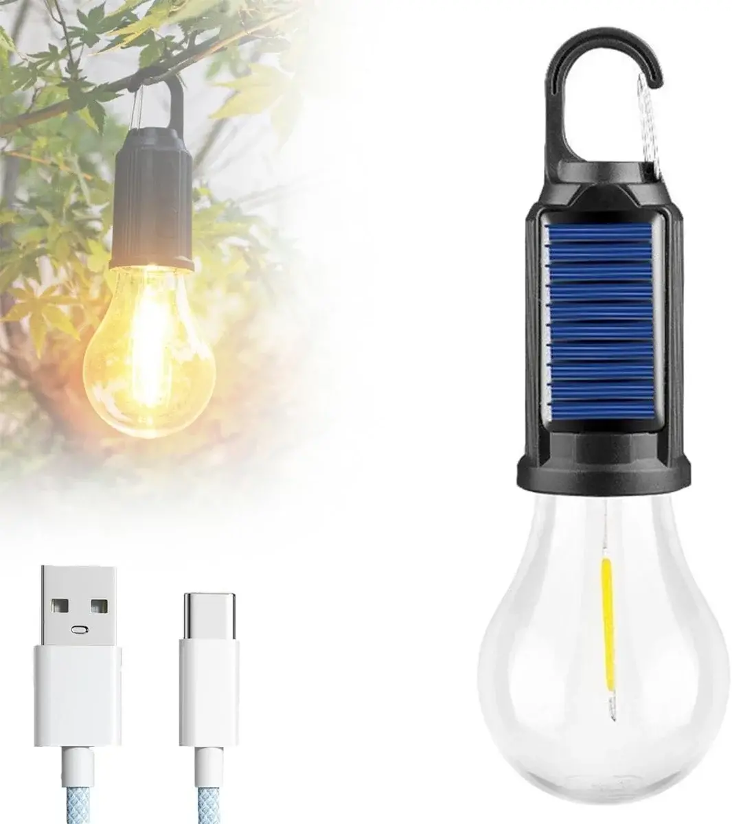 Solar Güneş Enerjili Led Ampul 3 Modlu Uzaktan Kumandalı Solar Camping Lamp (4745)