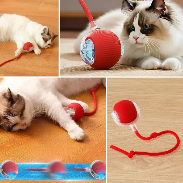 Şarjlı Otomatik Hareketli Kedi Köpek İçin 360 Derece Dönen İnteraktif Akıllı Oyun Topu (4745)