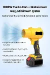 21V Kablosuz Hava Üfleyici | 32.000RPM Turbo Fan, 12.000mAh Batarya, Bahçe &amp;amp; Araç Kurutma / Sarı (4745)-1