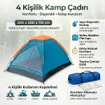 4 Kişilik Kamp Çadırı Manuel Kurulum Düz Kapılı Outdoor Dayanıklı Kamp Doğa Çadırı 200 x 200 x 110 cm (4745)-3