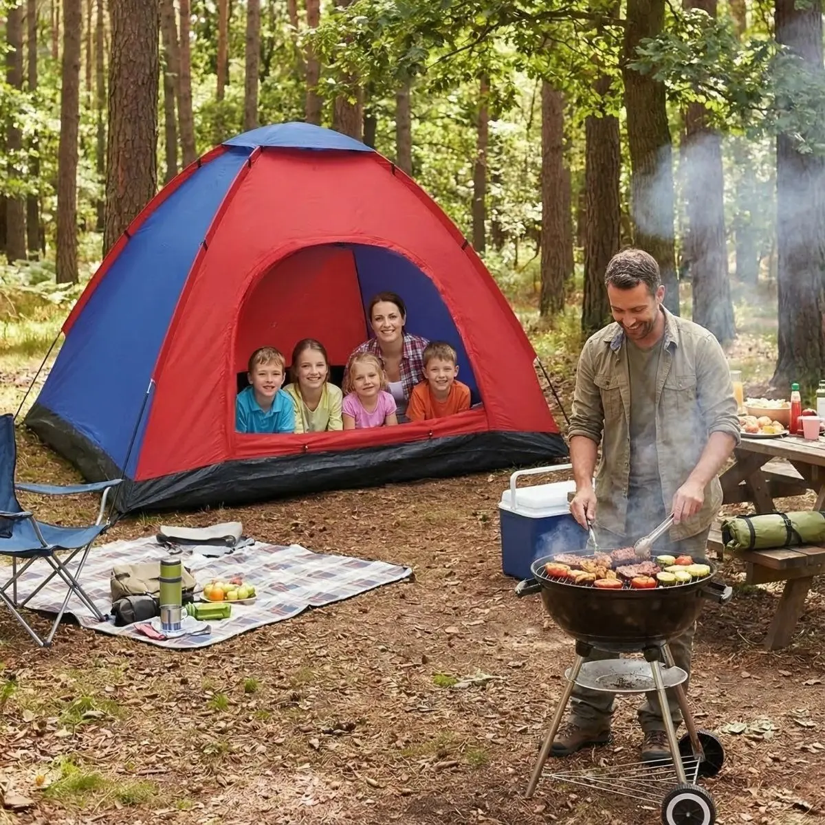 6 Kişilik Manuel Kurulum Kamp Çadırı – Aile, Doğa, Piknik ve Outdoor Kamp Çadırı 220x250x150 cm (4745)-4