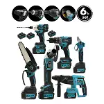 6PCS USTA ELEKTRİKLİ ALET SETİ ŞARJLI=21V SPRAL TAŞLAMA - HİLTİ - BAĞ MAKAS - SOMUN SÖKME - DARBELİ VİDALAMA - BUDAMA TESTERE PLASTİK ÇANTAL ASR-1111 (4745)-1