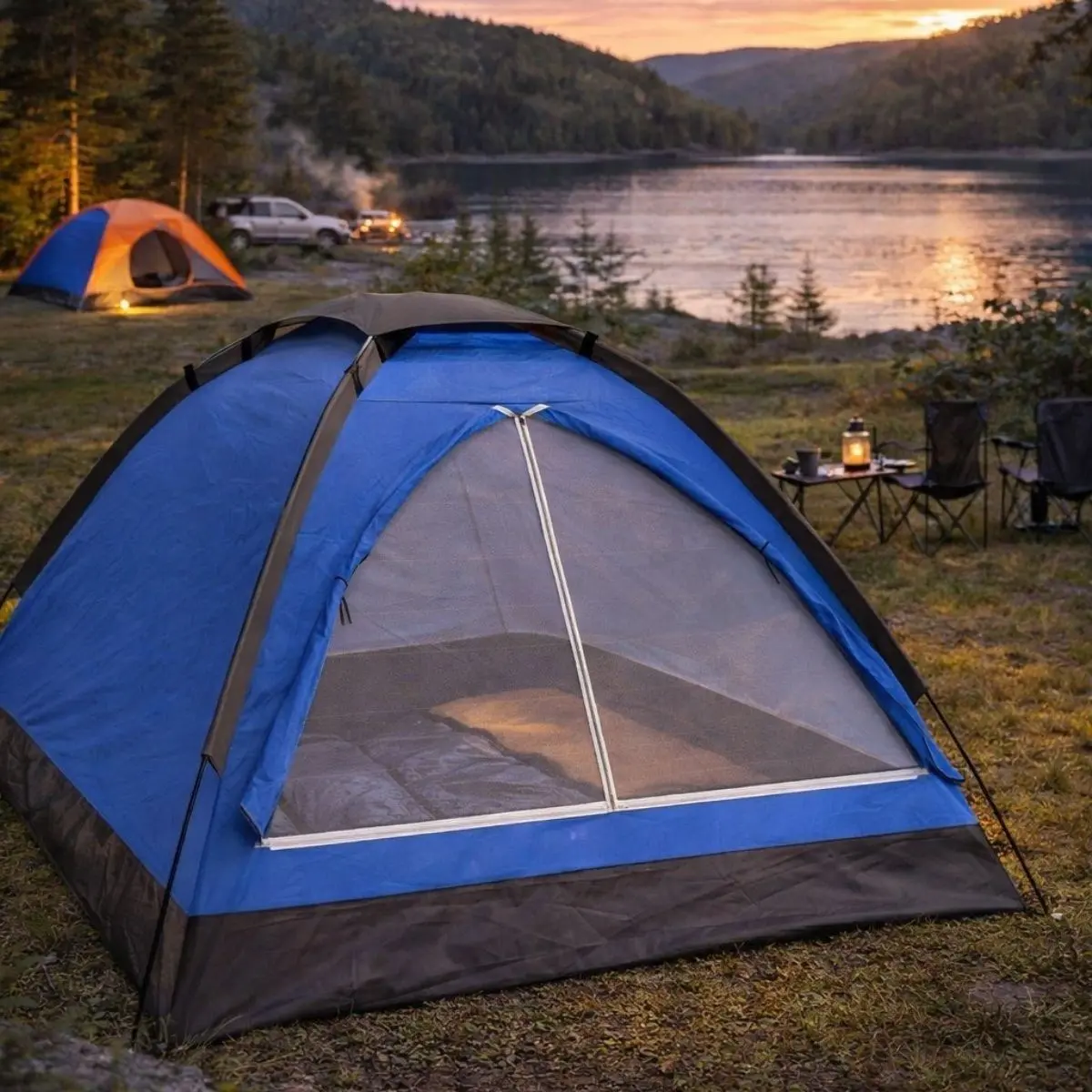 3 Kişilik Manuel Kamp Çadırı – Düz Kapılı Outdoor Aile, Doğa, Piknik ve Kamp Çadırı 200x150x110 cm (4745)
