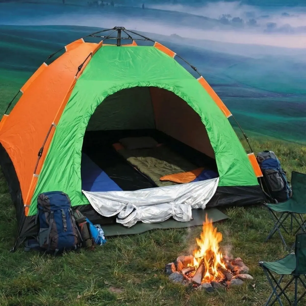6 Kişilik Otomatik Kurulum Kamp Çadırı – Outdoor Aile, Doğa, Suya Dayanıklı Hızlı Kurulum Çadır 220x250x160 cm (4745)