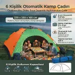 6 Kişilik Otomatik Kurulum Kamp Çadırı – Outdoor Aile, Doğa, Suya Dayanıklı Hızlı Kurulum Çadır 220x250x160 cm (4745)-4