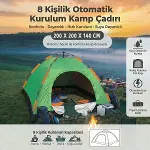 8&nbsp;Kişilik Otomatik Kurulum Kamp Çadırı – Outdoor , Suya Dayanıklı Hızlı Kurulum Piknik ve Doğa İçin Geniş Aile Çadırı&nbsp;250x250x165 cm (4745)-4