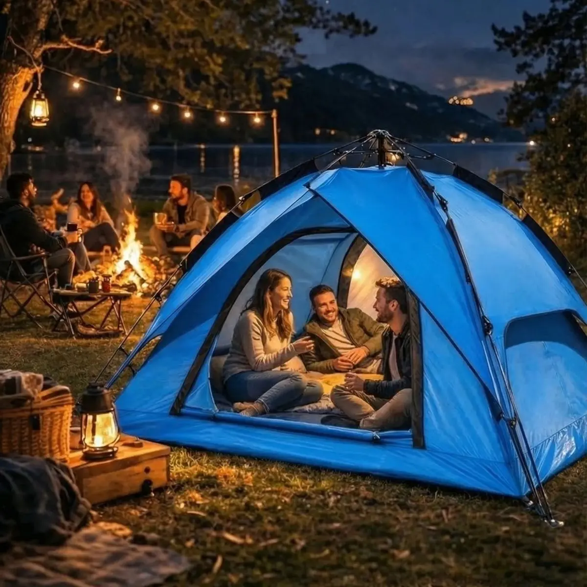 4 Kişilik Otomatik Kamp Çadırı – Çift Katmanlı, Suya Dayanıklı, Hızlı Kurulum Outdoor Aile ve Doğa Çadırı 200x200x140 cm (4745)-2