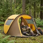 2 Kişilik Vagon Tipi Yarı Otomatik Kamp Çadırı – Çift Kapılı, Çift Pencereli, Hafif Taşınabilir Outdoor Doğa Çadırı 220x120x90 cm (4745)-2