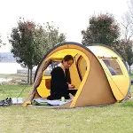 2 Kişilik Vagon Tipi Yarı Otomatik Kamp Çadırı – Çift Kapılı, Çift Pencereli, Hafif Taşınabilir Outdoor Doğa Çadırı 220x120x90 cm (4745)-4