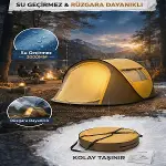 2 Kişilik Vagon Tipi Yarı Otomatik Kamp Çadırı – Çift Kapılı, Çift Pencereli, Hafif Taşınabilir Outdoor Doğa Çadırı 220x120x90 cm (4745)-5