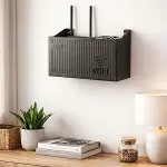 Duvar Tipi Wi-Fi Modem Saklama Kutusu(Siyah) – Kablo Düzenleyici Router Raf Organizer (4745)-4