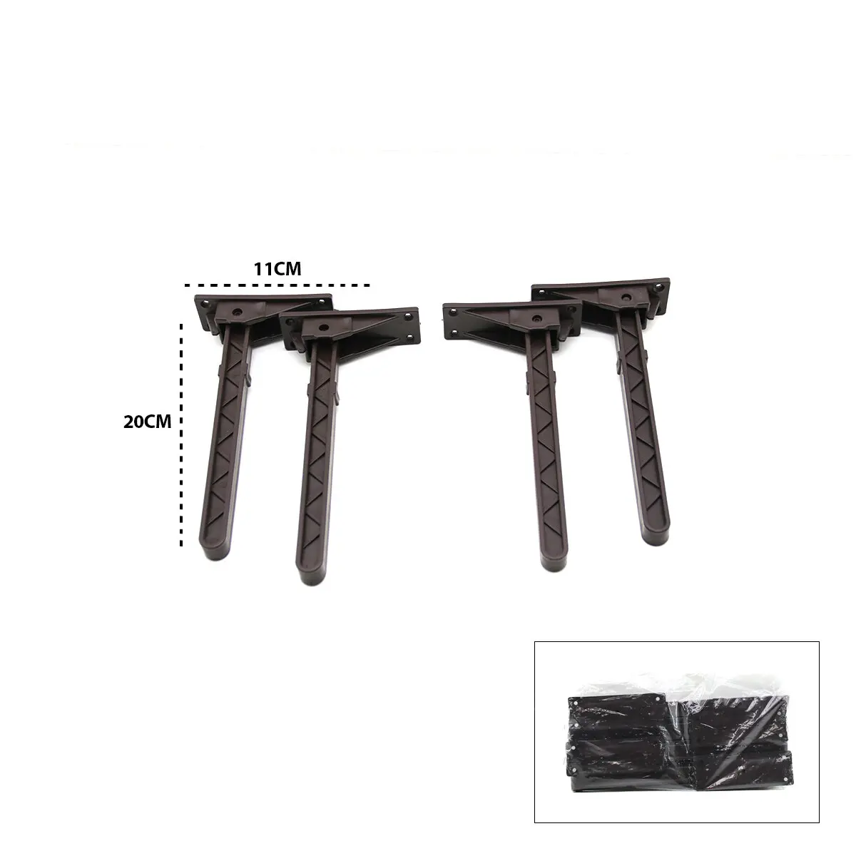 4 ADET KAHVERENGİ SOFRA AYAK KOMPLE PLASTİK 20CM AÇ KAPA (4745)