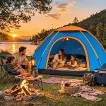 3 Kişilik Yarı Otomatik Kurulum Kamp Çadırı – Suya Dayanıklı, Taşıma Çantalı Outdoor Aile Çadırı, Piknik, Plaj ve Doğa 200x150x110 cm (4745)-2