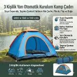 3 Kişilik Yarı Otomatik Kurulum Kamp Çadırı – Suya Dayanıklı, Taşıma Çantalı Outdoor Aile Çadırı, Piknik, Plaj ve Doğa 200x150x110 cm (4745)-3