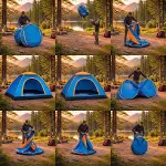 3 Kişilik Yarı Otomatik Kurulum Kamp Çadırı – Suya Dayanıklı, Taşıma Çantalı Outdoor Aile Çadırı, Piknik, Plaj ve Doğa 200x150x110 cm (4745)-4