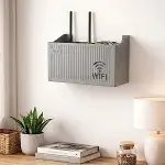 Duvar Tipi Wi-Fi Modem Saklama Kutusu(Gri) – Kablo Düzenleyici Router Raf Organizer (4745)-4