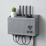 Duvar Tipi Wi-Fi Modem Saklama Kutusu(Gri) – Kablo Düzenleyici Router Raf Organizer (4745)-1