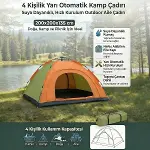 4 Kişilik Yarı Otomatik Kamp Çadırı – Suya Dayanıklı, Hızlı Kurulumlu Outdoor Aile Çadırı, Doğa, Kamp ve Piknik 200x200x135 cm (4745)-2
