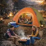 4 Kişilik Yarı Otomatik Kamp Çadırı – Suya Dayanıklı, Hızlı Kurulumlu Outdoor Aile Çadırı, Doğa, Kamp ve Piknik 200x200x135 cm (4745)-3