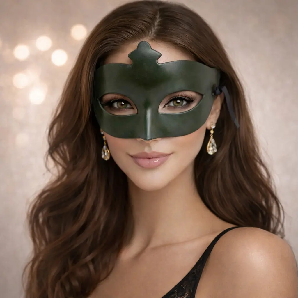Haki Yeşil Gizemli Masquerade Maskesi (4745)