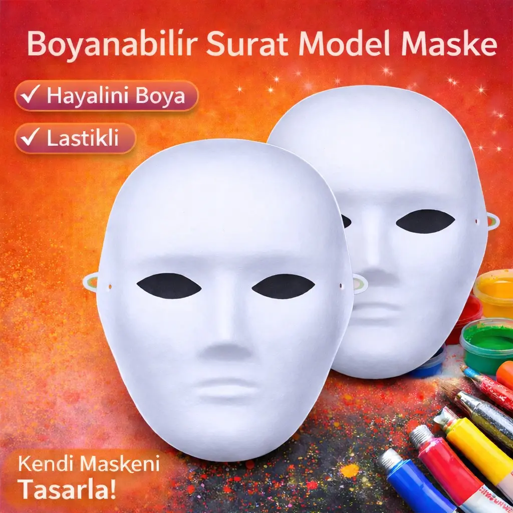 Boyanabilir Surat Model Maske – Lastikli | Kendin Tasarla (4745)