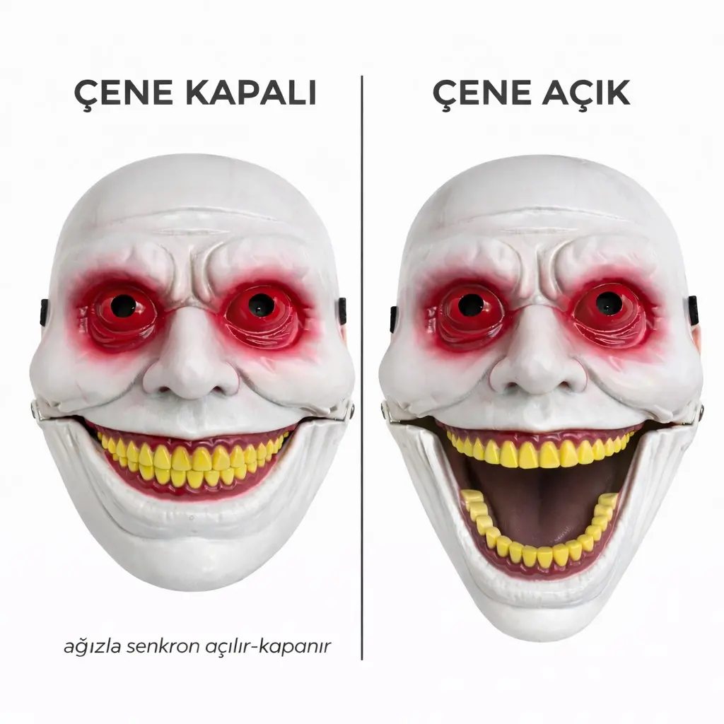 Hareketli Çene Mekanizmalı Korku Maskesi Kırmızı (4745)