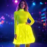 Neon Sarı Hawaii Parti Eteği 40 cm (4745)-4