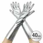 Gümüş Renk Dirsek Altı Lüks Saten Eldiven 40 cm (4745)-3