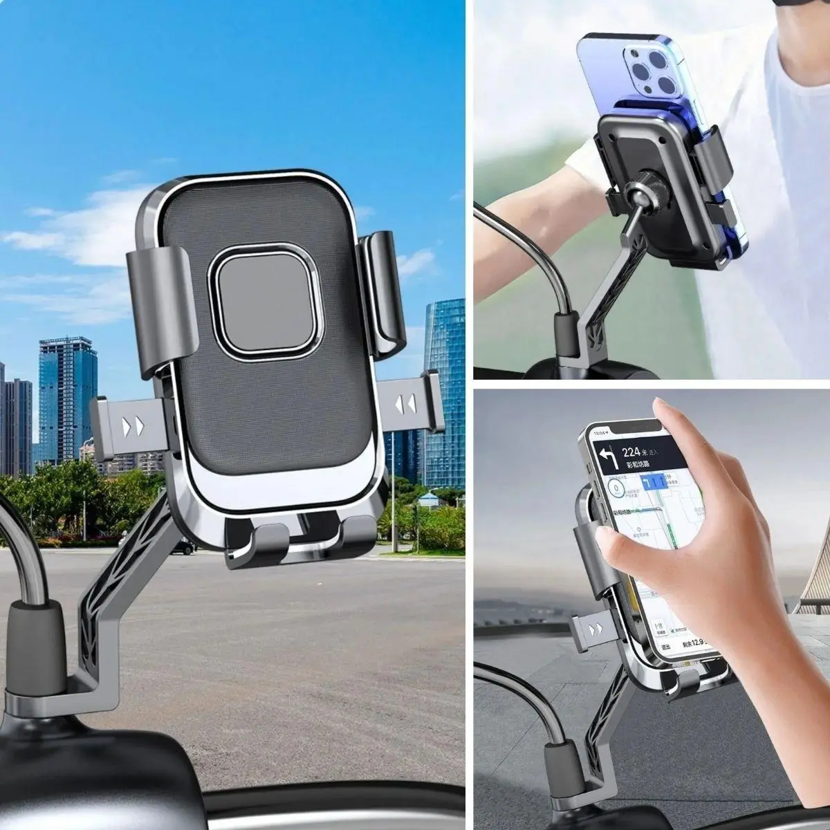 Motor,Motosiklet,Bisiklet ,Scooter İçin 360 Derece Dönebilen Dikiz Aynası Versiyonu Telefon Tutucu Aparat (4745)