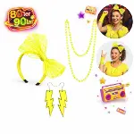 80’ler 90’lar Neon Sarı Parti Seti – Kolye Küpe Taç (4745)-3