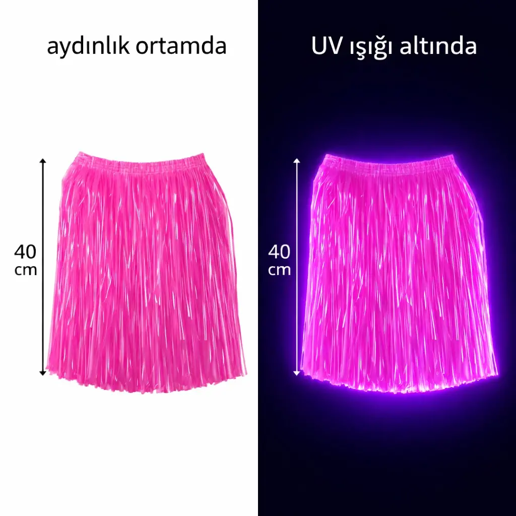 Neon Pembe Hawaii Parti Eteği 40 cm (4745)