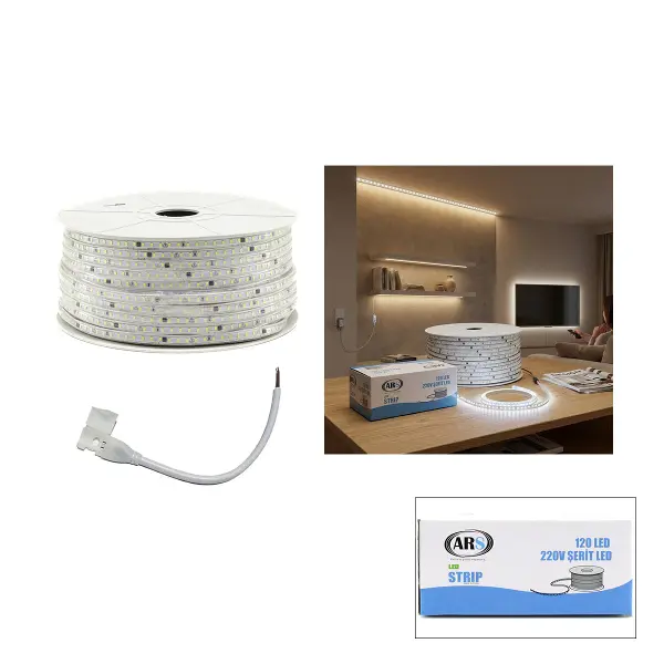 100MT 6500K - BEYAZ DIŞ MEKAN ŞERİT LED 220V 120LED ARS-348985 (4745)