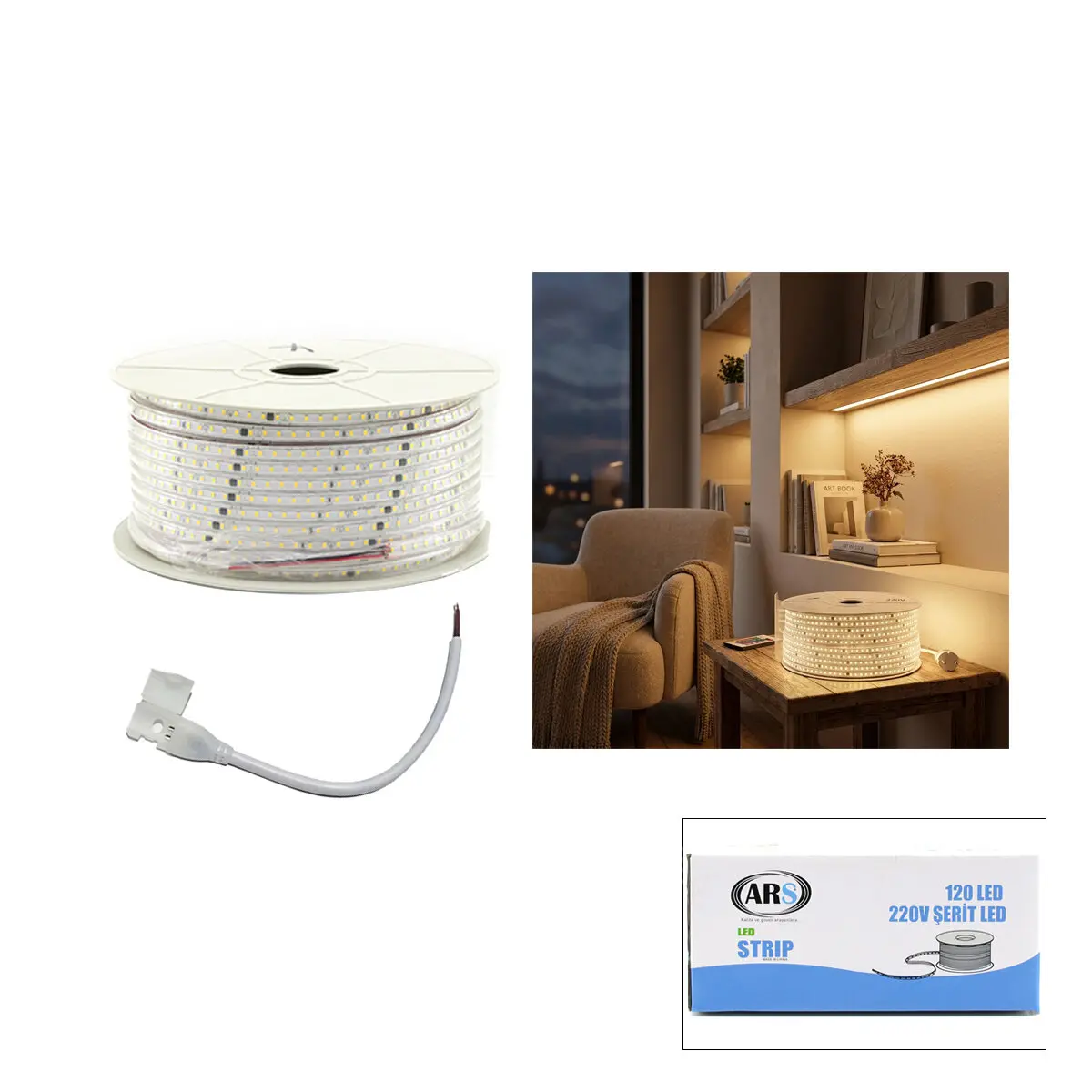 100MT 3000K - GÜN IŞIK DIŞ MEKAN ŞERİT LED 220V 120LED 348983 (4745)
