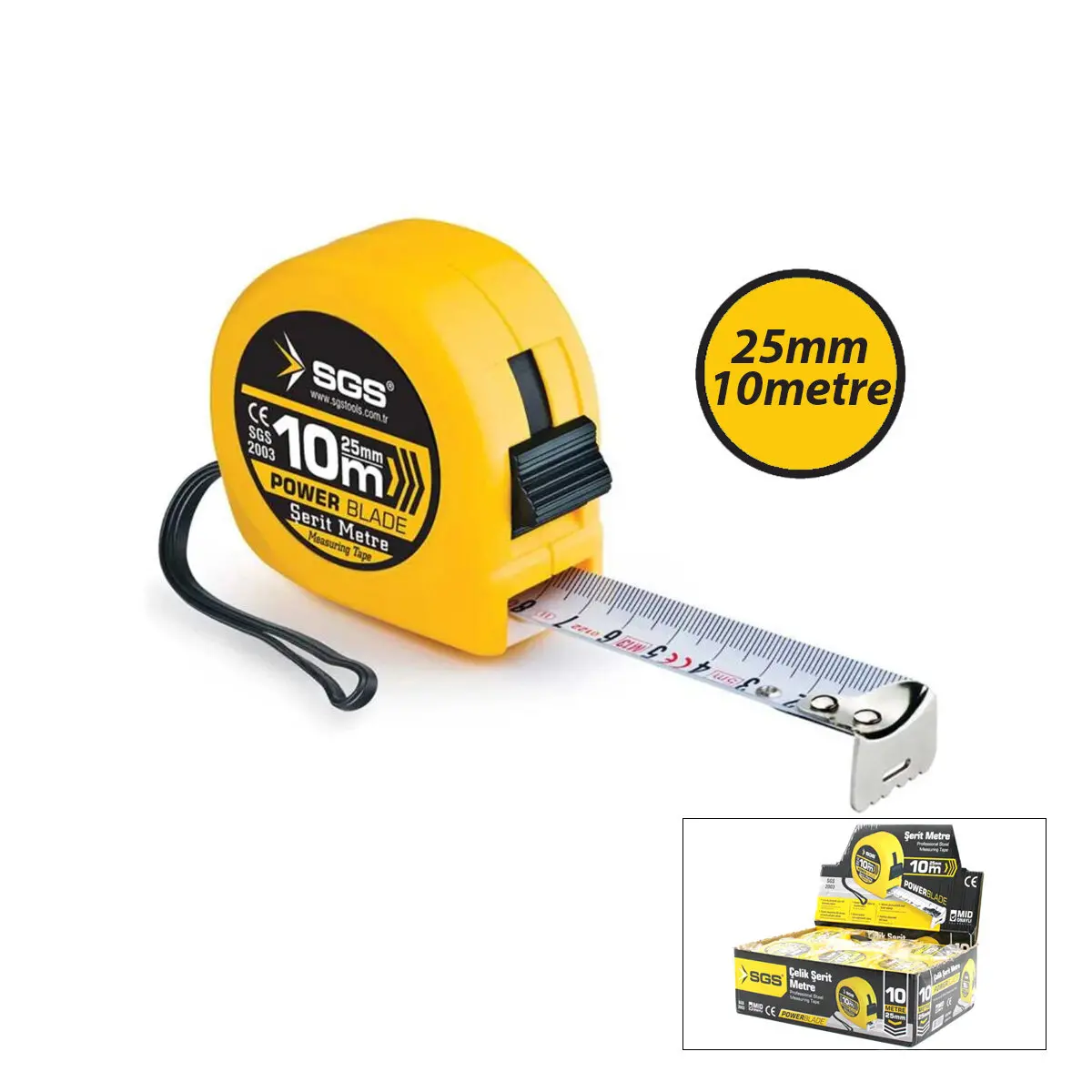 12 ADET 10MT X 25MT STOPLU ŞERİT METRE (4745)